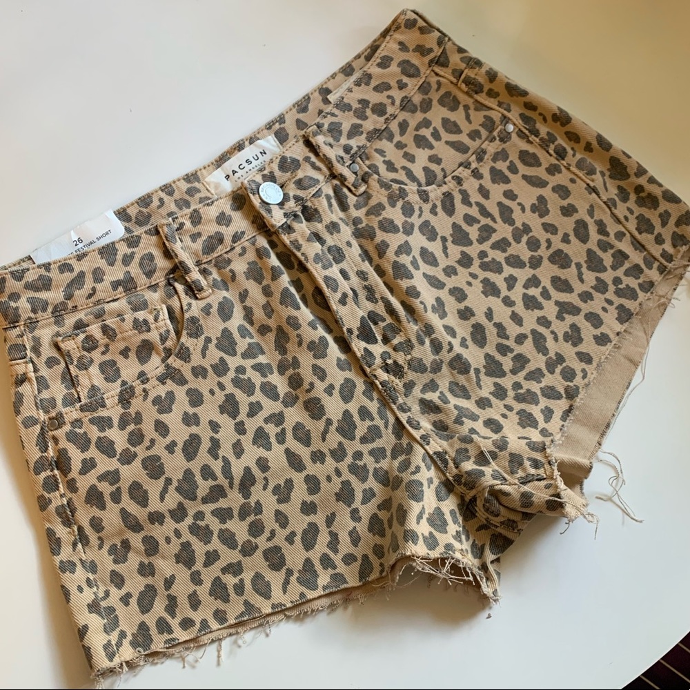 PacSun high waisted leopard (meow) print shorts